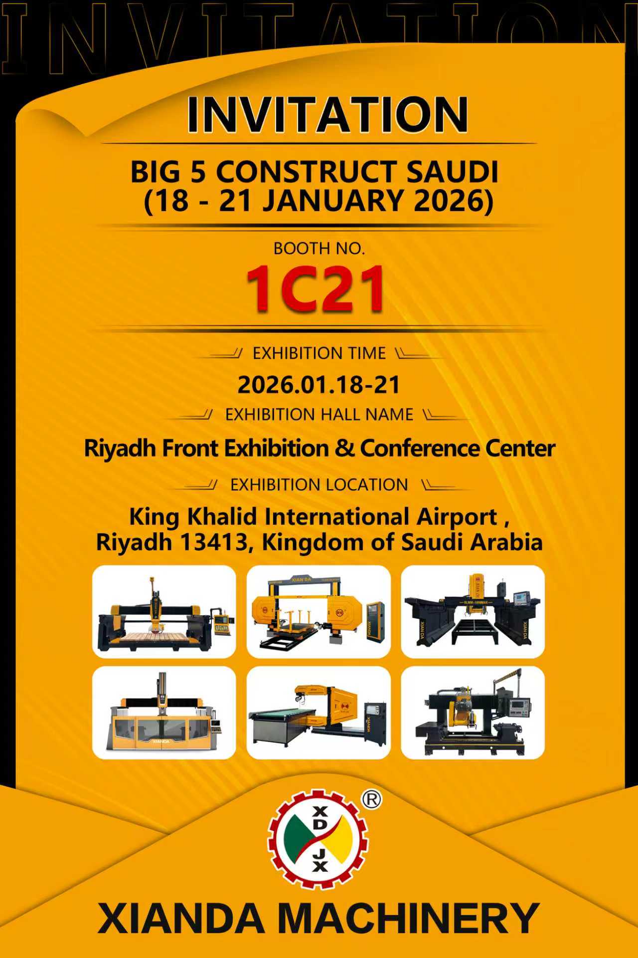 XIANDA MACHINERY zaprasza Cię do zapoznania się z najnowszymi innowacjami na targach BIG 5 CONSTRUCT SAUDI 2026